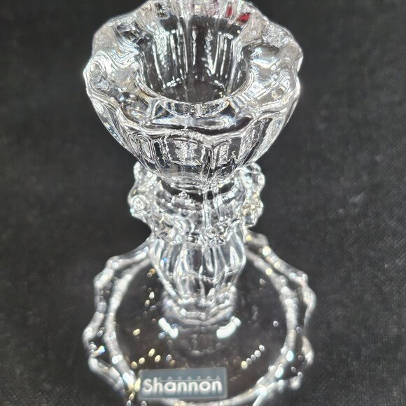 Boxed Pair Of Shannon by Godinger Atlantic 4" Tall Clear Candlesticks Tableware - Picture 4 of 11